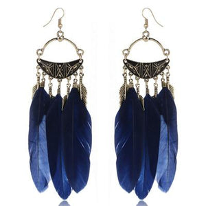 Feather Pendant Dangle Earrings - SexyBling