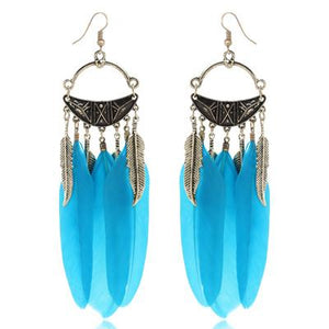 Feather Pendant Dangle Earrings - SexyBling