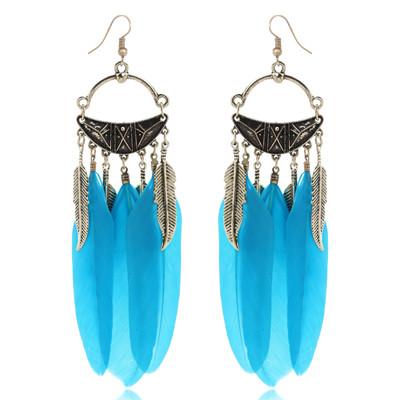 Feather Pendant Dangle Earrings - SexyBling