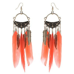 Feather Pendant Dangle Earrings - SexyBling