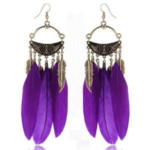 Feather Pendant Dangle Earrings - SexyBling