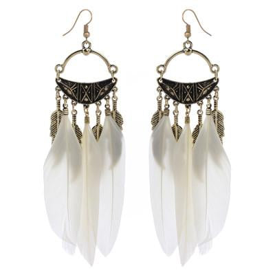 Feather Pendant Dangle Earrings - SexyBling