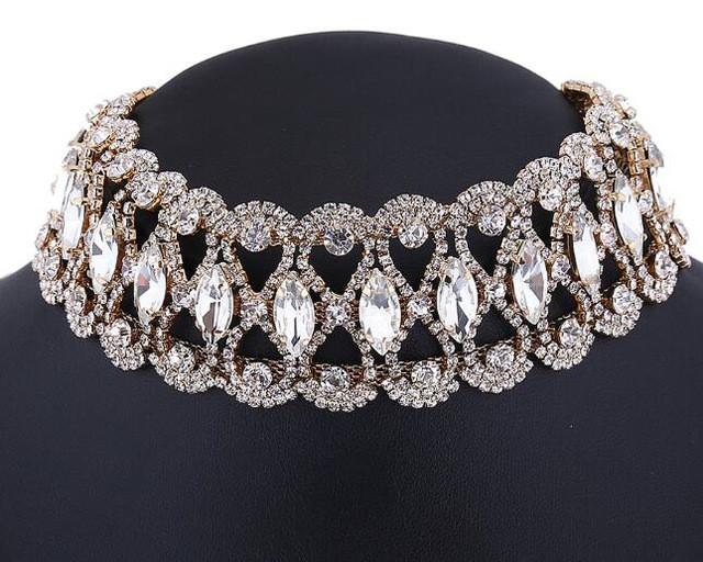 Crystal Rhinestone Statement Choker Necklace - SexyBling