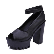 Load image into Gallery viewer, Open Toe Thick High-heeled Bowtie Women's Shoes - SexyBling