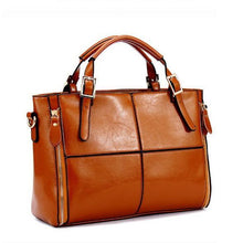 Load image into Gallery viewer, Fashion patchwork designer cattle split leather bag - SexyBling