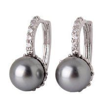 Load image into Gallery viewer, Crystal Hoop Pearl Earrings - SexyBling