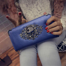 Load image into Gallery viewer, Bold Women's Metal Skull Leather Wallet - SexyBling