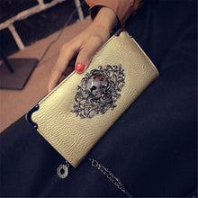 Load image into Gallery viewer, Bold Women's Metal Skull Leather Wallet - SexyBling