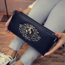 Load image into Gallery viewer, Bold Women's Metal Skull Leather Wallet - SexyBling