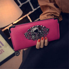 Load image into Gallery viewer, Bold Women's Metal Skull Leather Wallet - SexyBling