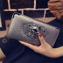 Load image into Gallery viewer, Bold Women's Metal Skull Leather Wallet - SexyBling