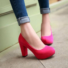 Load image into Gallery viewer, Round Thick Heeled Pumps - SexyBling