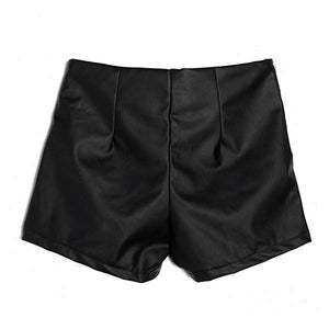Faux Leather High Waisted Slim Shorts - SexyBling