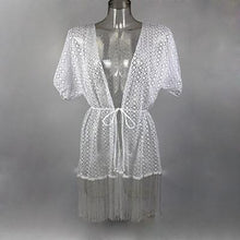 Load image into Gallery viewer, Sexy Hollow Lace Crochet Tassel Cover Up - SexyBling