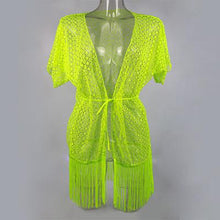 Load image into Gallery viewer, Sexy Hollow Lace Crochet Tassel Cover Up - SexyBling