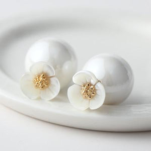 Pearl Flower Earrings For Women - SexyBling