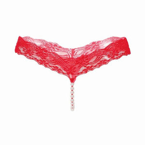 Feisty Lace Up Pearl G String - SexyBling