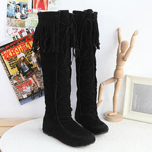 Load image into Gallery viewer, Feisty Flock Leather Lace up Fringe Long Boots - SexyBling