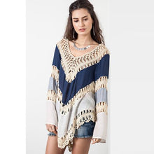 Load image into Gallery viewer, Multi-Thread Crochet Poncho Sweater - SexyBling