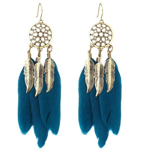 Hollow Wheel Feather Earrings - SexyBling
