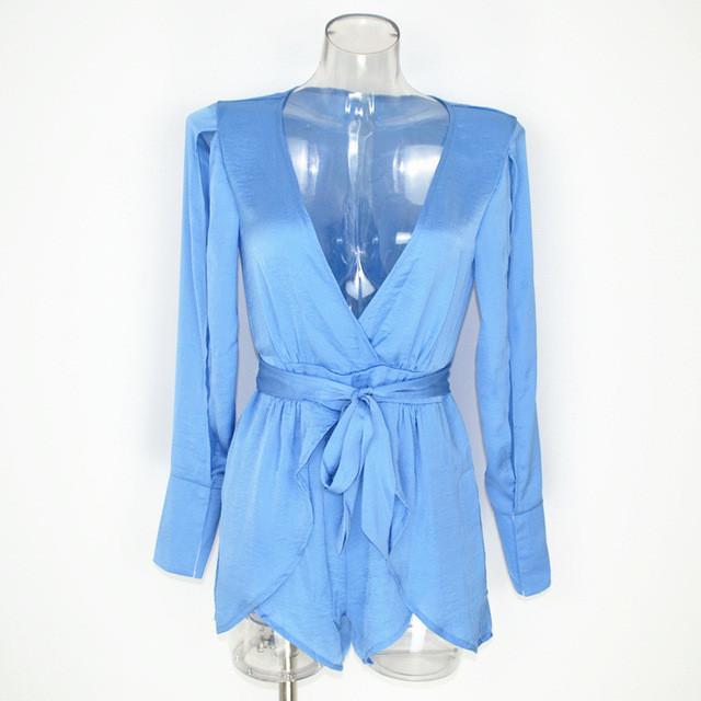 Lustful V Plunging Neck Layered Romper - SexyBling