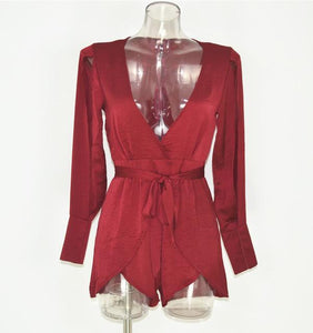 Lustful V Plunging Neck Layered Romper - SexyBling