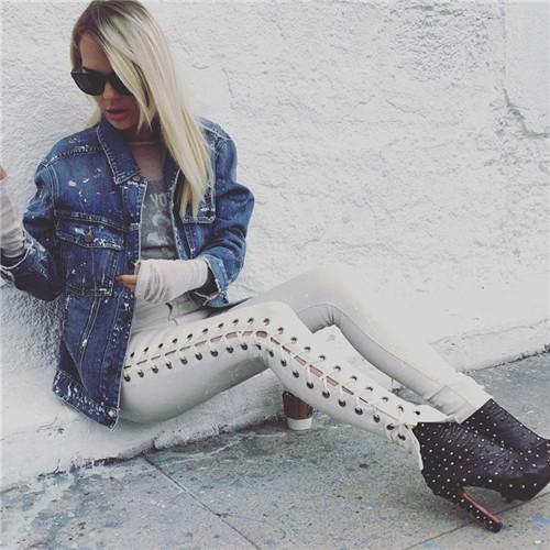 Casual Side Lacing Denim Jeans - SexyBling