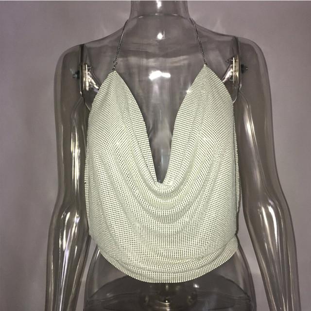 Glamorous Glitter Backless Sequined Top - SexyBling