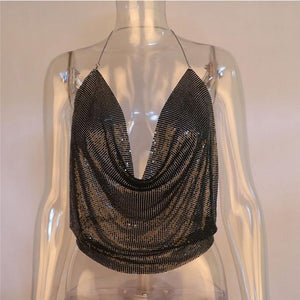 Glamorous Glitter Backless Sequined Top - SexyBling