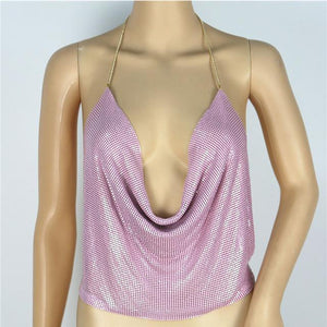 Glamorous Glitter Backless Sequined Top - SexyBling