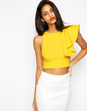 Load image into Gallery viewer, Hot One Shoulder Ruffle Crop Top - SexyBling