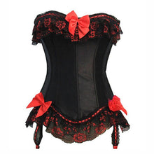 Load image into Gallery viewer, Sexy Black Bone Red Bow Lingerie - SexyBling