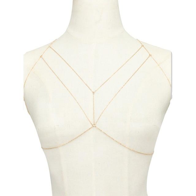 Sexy Silver & Gold Tone Mesh Body Chain - SexyBling