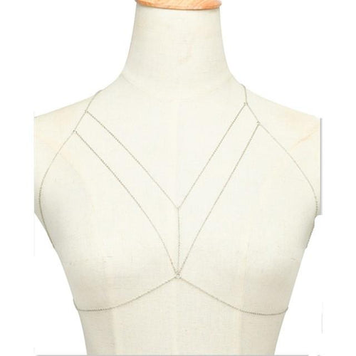Sexy Silver & Gold Tone Mesh Body Chain - SexyBling