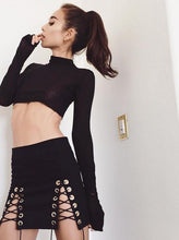 Load image into Gallery viewer, Fiesty Lace Up Hollow Pencil Skirt - SexyBling