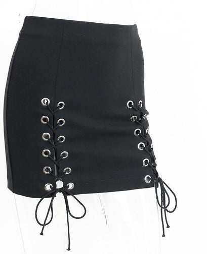Fiesty Lace Up Hollow Pencil Skirt - SexyBling