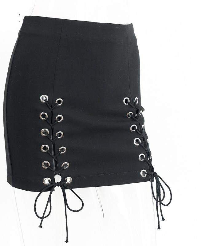 Fiesty Lace Up Hollow Pencil Skirt - SexyBling