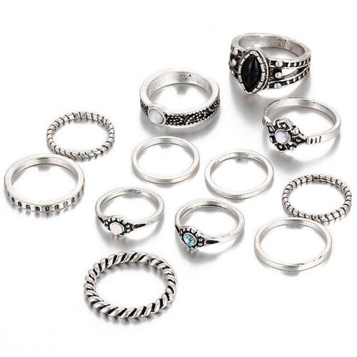 12 PCS Retro Vintage Knuckle Midi Rings For Women - SexyBling