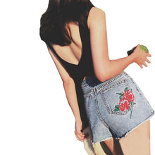 Load image into Gallery viewer, Retro Floral Embroided Denim Shorts - SexyBling