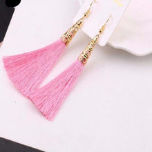 Load image into Gallery viewer, Fiber Long Tassel Dangle Earrings - SexyBling