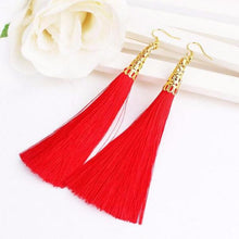 Load image into Gallery viewer, Fiber Long Tassel Dangle Earrings - SexyBling