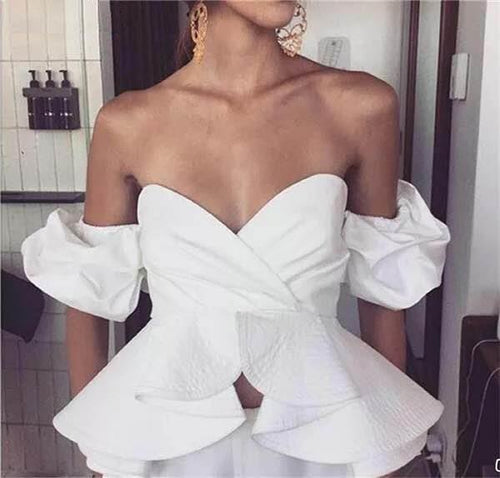 Elegant Off Shoulder Bustier Crop Top - SexyBling