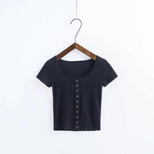 Load image into Gallery viewer, Cute Rib Knitted Short Sleeve Crop Top - SexyBling