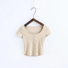 Load image into Gallery viewer, Cute Rib Knitted Short Sleeve Crop Top - SexyBling