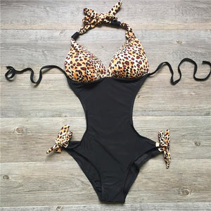 Leopard Bandage One Piece Bikini - SexyBling