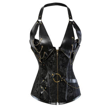 Load image into Gallery viewer, Faux Leather Lace up Chain Corset - SexyBling