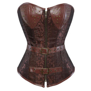 Faux Leather Lace up Chain Corset - SexyBling