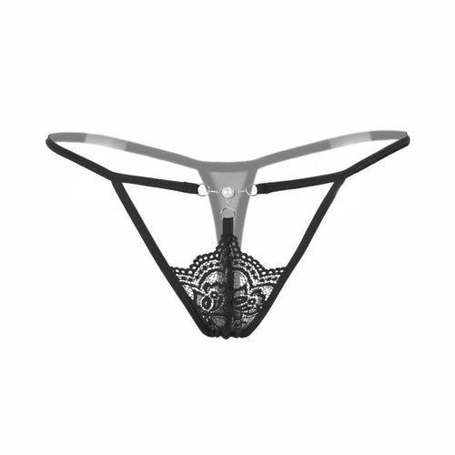 Spicy Lace Pearl Hollow G String - SexyBling