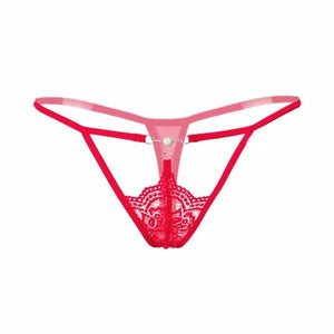 Spicy Lace Pearl Hollow G String - SexyBling