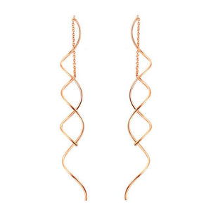 Twisted Bar Long Dangle Earrings - SexyBling
